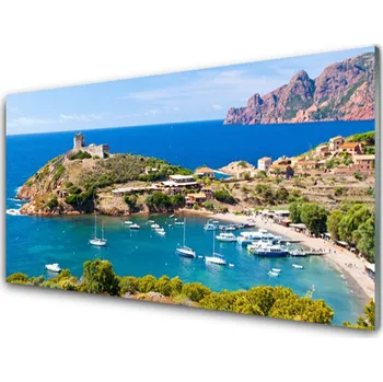 Obraz Obraz na skle Záliv Hora Pláž Krajina 100x50 cm 2 Přívěsky