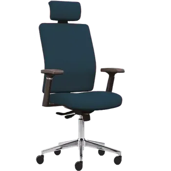 LENY židle kancelářská, kříž chrom, koženka tmavě modrá