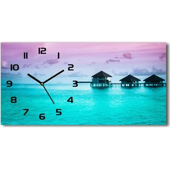 Hodiny Skleněné hodiny na stěnu Bungalovy nad vodou