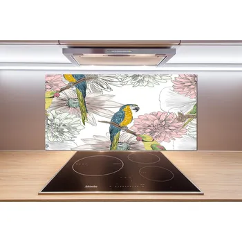 Obklad Panel do kuchyně Papoušci a květiny