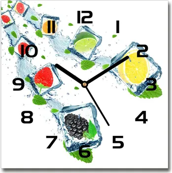 Hodiny Skleněné hodiny čtverec Ovoce v kostkách