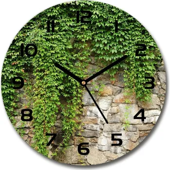 Hodiny Skleněné hodiny kulaté Zelený břečťan