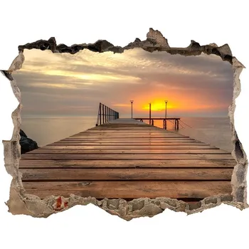 Fototapeta Díra 3D ve zdi nálepka Dřevěné molo