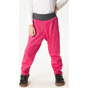 unuo Dětské softshellové kalhoty bez zateplení pružné Sporty, Fuchsiová Velikost: 128/134