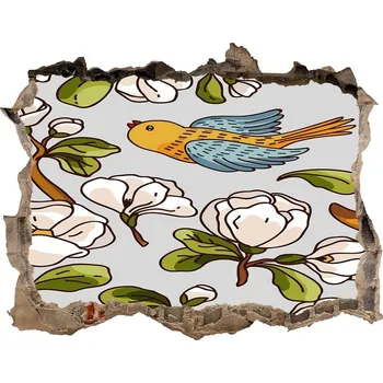 Fototapeta Díra 3D fototapeta nálepka Květiny a ptáci