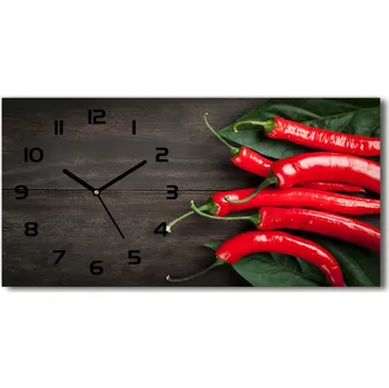 Hodiny Skleněné hodiny na stěnu Chilli papričky