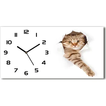 Hodiny Moderní skleněné hodiny na stěnu Kočka