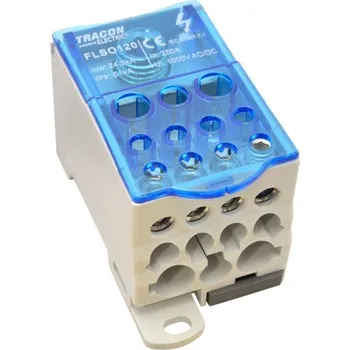 svorka Tracon FLSO120 Odbočná svorka, s výklopným ochranným krytem 1×120(95)mm2/5×25(16),4×16(10),2×35(25)mm2, 1000VAC/DC, 250A (Tracon FLSO120)