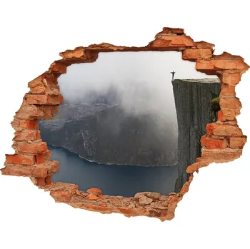 Fototapeta Díra 3D ve zdi nálepka Norský útes