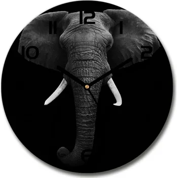 Hodiny Skleněné hodiny kulaté Africký slon