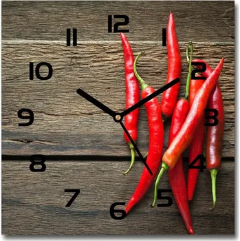Hodiny Skleněné hodiny čtverec Chilli papričky