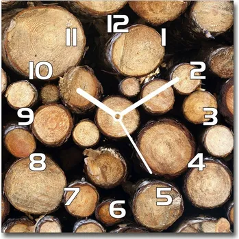 Hodiny Skleněné hodiny na stěnu Klády dříví
