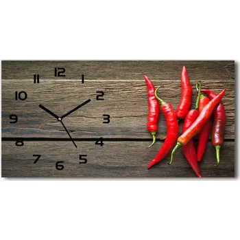 Hodiny Skleněné hodiny na stěnu Chilli papričky