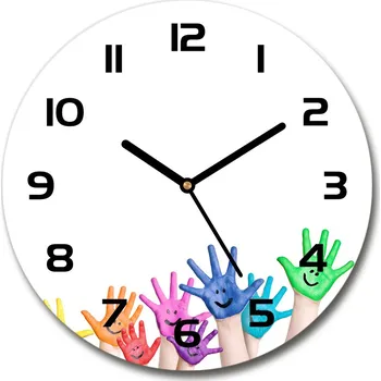 Hodiny Skleněné hodiny kulaté Pomalované dlaně