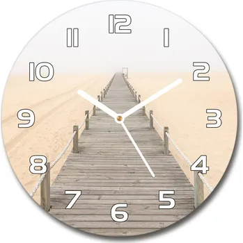 Hodiny Skleněné hodiny kulaté Stezka na pláži