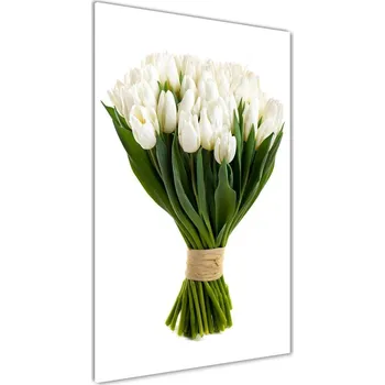 Obraz Vertikální Foto obraz fotografie na skle Bílé tulipány