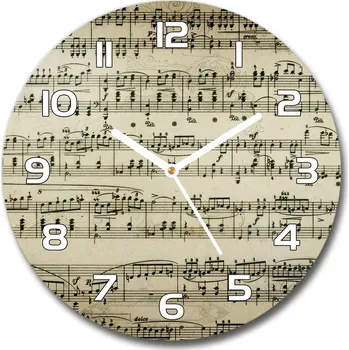 Hodiny Skleněné hodiny na stěnu Nuty na osnově