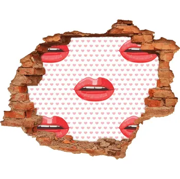 Fototapeta Fotoobraz díra na stěnu Červená ústa