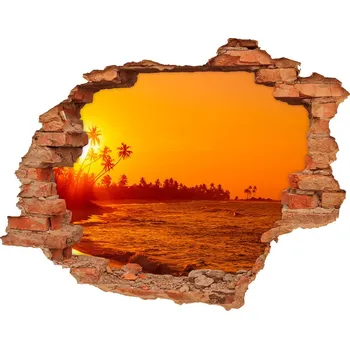 Fototapeta Díra 3D ve zdi na stěnu Západ slunce pláž