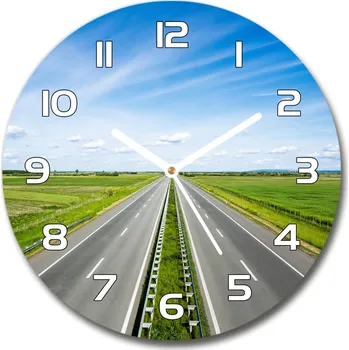Hodiny Skleněné hodiny kulaté Dálnice