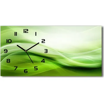 Hodiny Skleněné hodiny na stěnu Zelené vlny pozadí