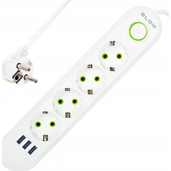 Napájecí kabel Prodlužovací Kabel přívod s lištou Blow 2 m, 4 ks, bílý