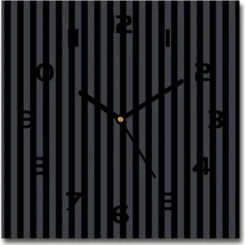 Hodiny Skleněné hodiny čtverec Černošedé pásky