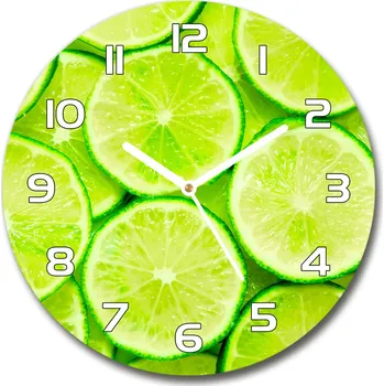 Hodiny Skleněné nástěnné hodiny kulaté Limetky