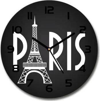 Hodiny Skleněné nástěnné hodiny kulaté Paříž