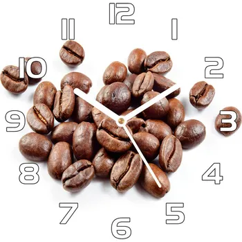 Hodiny Skleněné hodiny na stěnu Zrnka kávy