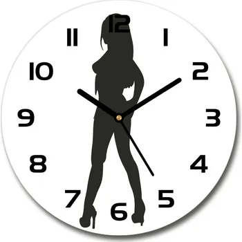 Hodiny Skleněné hodiny kulaté Silueta ženy