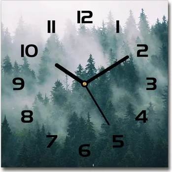 Hodiny Skleněné hodiny čtverec Mlha nad lesem