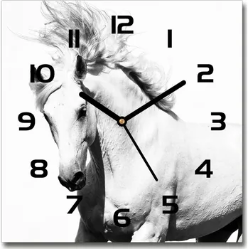 Hodiny Skleněné hodiny čtverec Bílý kůň