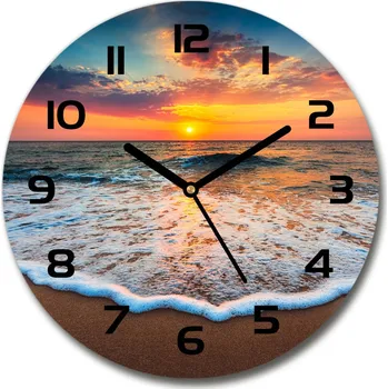Hodiny Skleněné hodiny kulaté Západ nad mořem