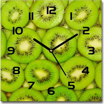 Hodiny Skleněné nástěnné hodiny čtverec Kiwi