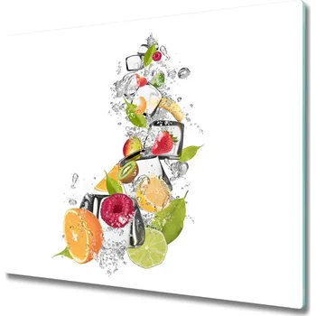 Kuchyňské prkénko Skleněná krájecí deska Ovoce s ledem 60x52 cm