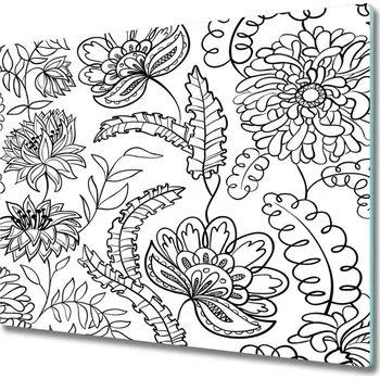 Kuchyňské prkénko Skleněná krájecí deska Květinový vzor 60x52 cm