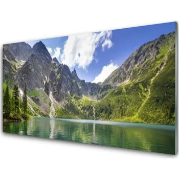 Obraz Obraz na skle Hora Jezero Krajina 120x60 cm 2 Přívěsky