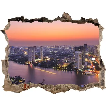 Fototapeta Fototapeta díra na zeď 3D Bangkok západ