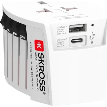 Pouzdro na mobilní telefon SKROSS cestovní adaptér MUV USB, USB A+C, univerzální pro 150 zemí