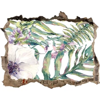 Fototapeta Nálepka 3D díra na zeď Kapradina a květiny