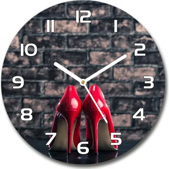 Hodiny Skleněné hodiny kulaté Červené podpadky