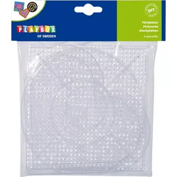 Dětské navlékací korálky Playbox podložky pro zažehlovací korálky – velké tvary, 3 ks