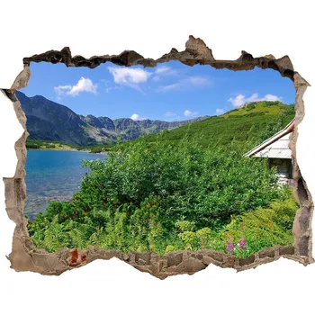 Fototapeta Díra 3D ve zdi na stěnu Dům v Tatrách