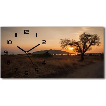 Hodiny Skleněné hodiny na stěnu tiché Západ slunce