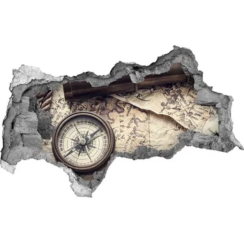 Fototapeta Samolepící díra na stěnu Kompas mapa lupa