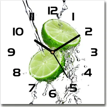 Hodiny Skleněné hodiny čtverec Limetky a voda