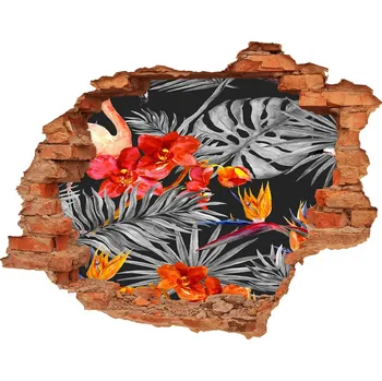 Fototapeta Díra 3D fototapeta nálepka Plameňáci a květiny