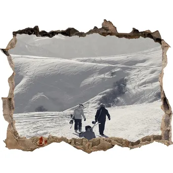 Fototapeta Fototapeta díra na zeď Lyžaři