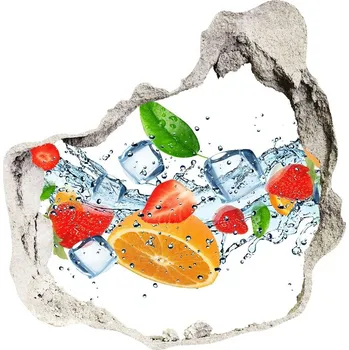 Fototapeta Nálepka 3D díra Ovoce s ledem